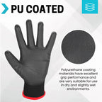 FURWEY Safety Work Gloves-24 Pairs,PU Coated Safety Gloves with Grip,13 Gauge Seamless Knit Glove,for Men and Women, Ideal for Warehouse Package Handling，Construction, Gardening（Small）