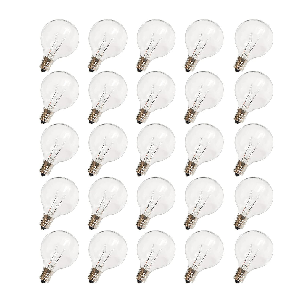 CHYParty G40 Replacement Bulbs Outdoor, 120V 5W Clear, E12 Base, 25PK
