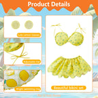 Summer Porch Goose Outfit Set for 23'' Cement Plastic Lawn Goose Statue,Funny Lemon Bikini Clothes with Inflatable Swim Ring, Sun Hat & Glasses, Cute Beach-Themed Decor for Outdoor Yard Statues