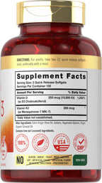 Carlyle Vitamin K2 D3 Supplement | 300 Softgels | 200mcg K2 MK7 & 10,000 IU D3 | Non-GMO, Gluten Free