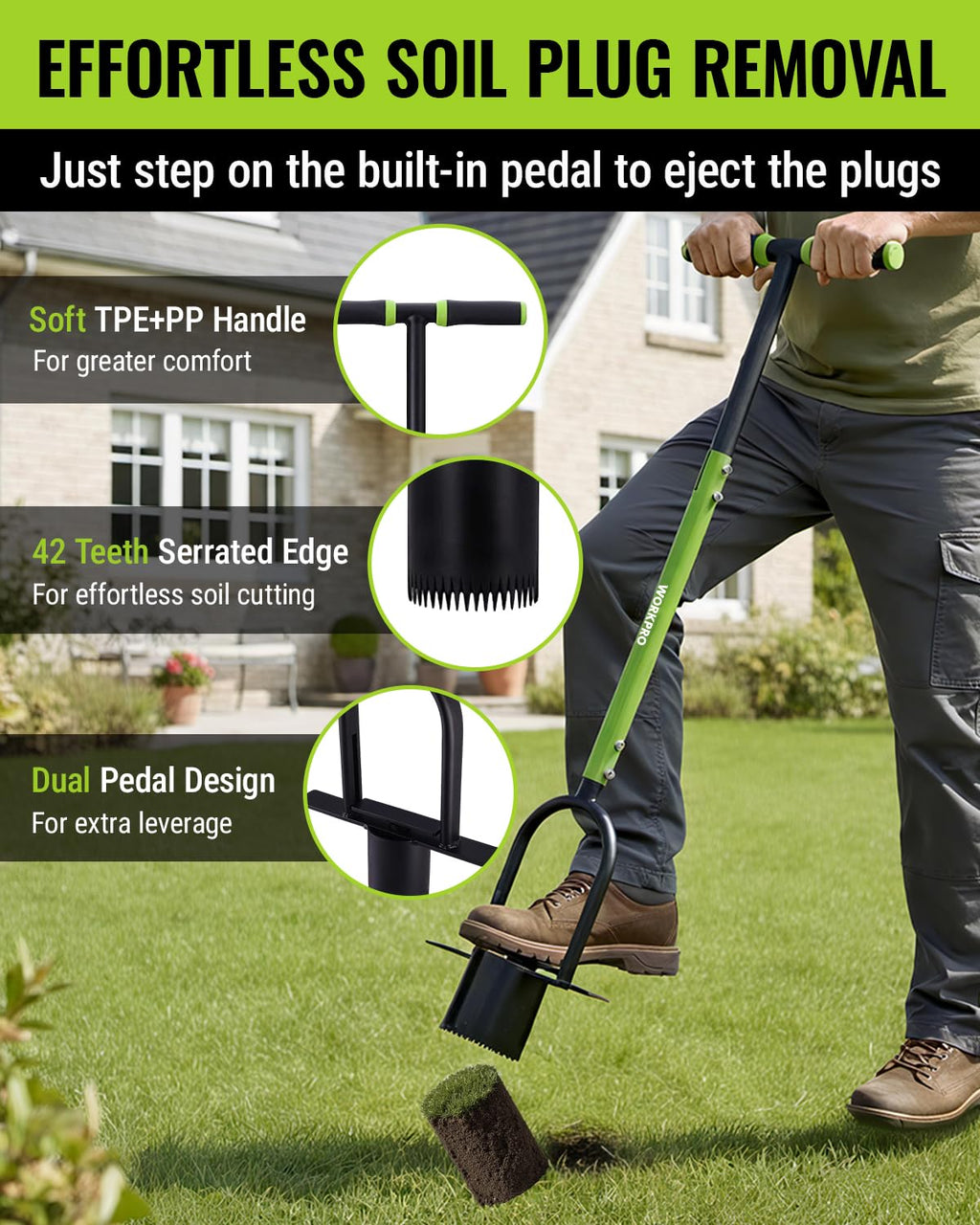 WORKPRO 36" Bulb Planter Tool, Long Handle Sod Plugger Grass Plugger Tool