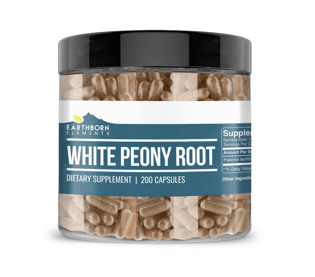 Earthborn Elements White Peony Root 200 Capsules, Pure & Undiluted, No Additives