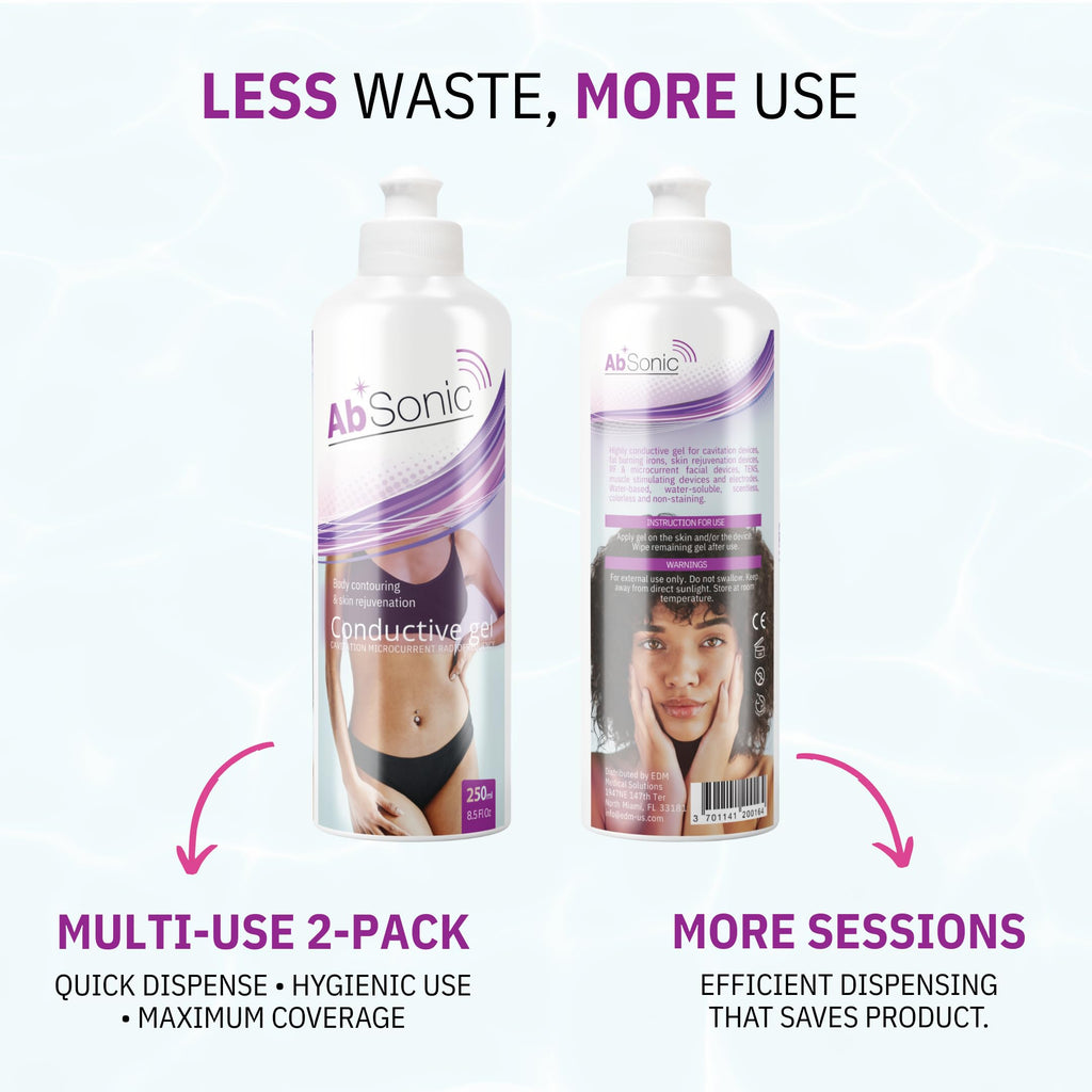 Absonic Conductive Gel for Ultrasound, Cavitation, Microcurrent, RF, TENS & EMS Devices – 2-Pack (17 oz Total) – Water-Based, Paraben-Free – Designed in France