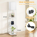 SHINE HAI Floor Lamps with Shelves for Living Room, 3-Tier Square Modern Standing Lamp with 3CCT Bulb, 11W 950LM Brightness, Tall Shelf Lamp for Bedroom, Office, Bookshelf & Display Organizer