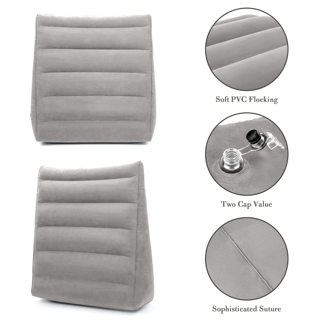 USHMA Inflatable Wedge Pillow for Sleeping, Portable Travel Wedge Pillow for Sitting in Bed, Inflatable Wedge Pillows for Travel, Blow Up Under Knee Pillow