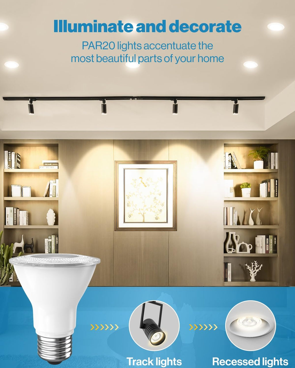 Sunco 20 Pack PAR20 LED Bulbs, Flood Light Bulb Outdoor, 500 LM, 7W (50W Equivalent), 2700K Soft White, E26 Medium Base, Dimmable, Track Lighting for Indoor/Outdoor Use, Wet Rated UL.