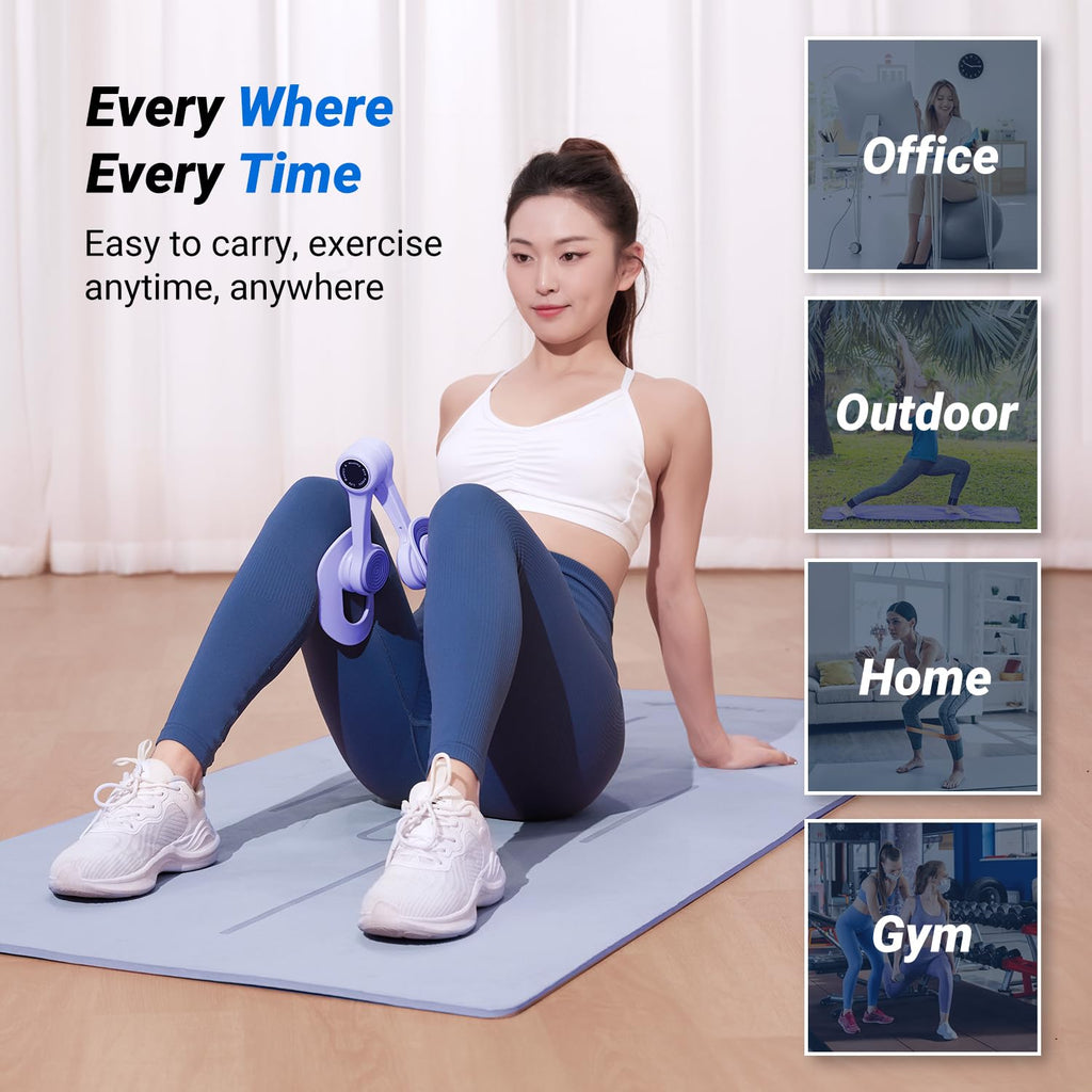 MERACH Thigh Trainer, Pelvic Floor Muscle Trainer, Inner Thigh Exercise Workout Equipment for Home Gym, Pelvic Floor Strengthening Women (Purple)