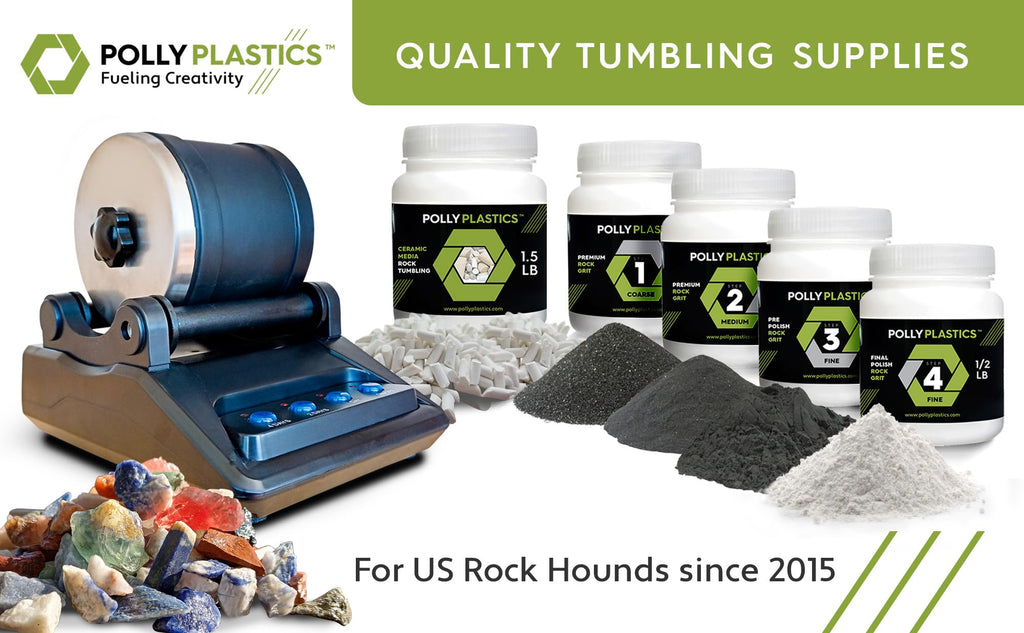 Polly Plastics Rock Tumbler Tumbling Media Grit Kit & Plastic Filler Pellets