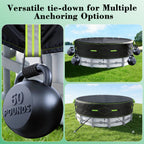 10Ft Round Pool Cover for Above Ground Pools, Safety Solar Pool Covers with Reflective Strips, Rope and Luminous Nails, Upgraded Thicker Oxford, PU Tarp Snug, UV Protected, Windproof, Tear Resistant