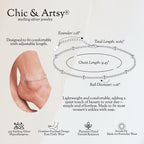 CHIC & ARTSY Ankle Bracelets 925 Sterling Silver Beaded Chain Anklets for Women Simple Foot Jewelry Adjustable Anklets for Women