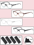 OLOMEE Reading Glasses Women Ladies Readers +0.75 Stylish Women's Magnifying Cheaters Glasses 4 Pack Lightweight Comfortable Fit