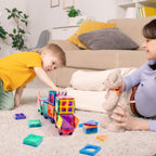 Magnetic Tiles Cars Construction Set - 4 PCS Magnetic Tiles Magnet Bricks Truck Sensory Toys, Educational Magnet Cars Set Building Blocks for 3 4 5 6 7 8+ Year Old Girls Boys