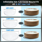 Inflatable Hot Tub Cover Round Replacement All Saluspa Intex Spa Covers Insert One Size Fits All Insulated Thermal Energy Saving Hot Tub Lid Replacement Used for Rain-Proof Snow-Proof （with Handle）