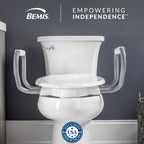 Bemis Assurance 3" Raised Toilet Seat with Handles, Made in USA, Secure Hinges, Clean Shield Guard, Elongated, White
