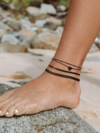 FOCALOOK Anklet Bracelets Set for Women, Plus Size Chain Anklet 8.5-10.5"
