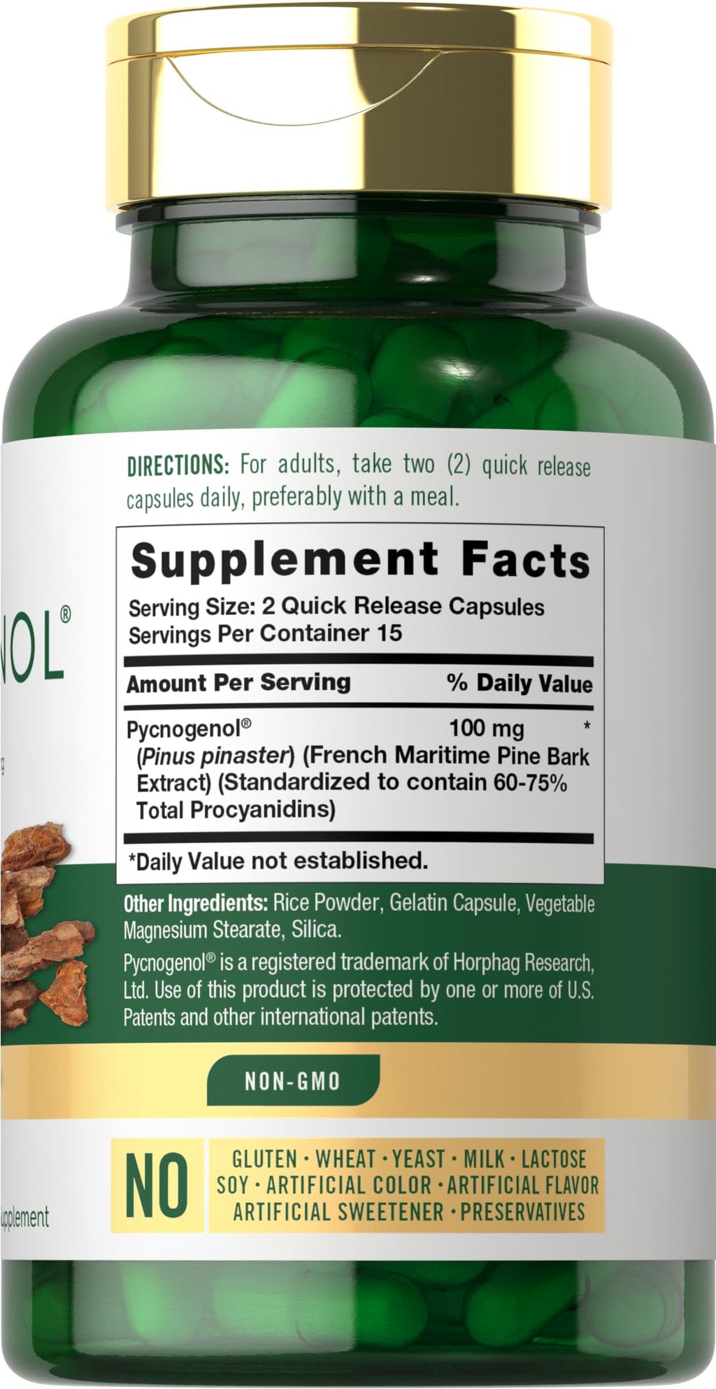 Carlyle Pycnogenol 100mg | 30 Capsules | French Maritime Pine Bark Extract | Pinus Pinaster | Non-GMO and Gluten Free Supplement