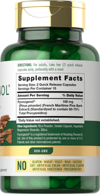 Carlyle Pycnogenol 100mg | 30 Capsules | French Maritime Pine Bark Extract | Pinus Pinaster | Non-GMO and Gluten Free Supplement