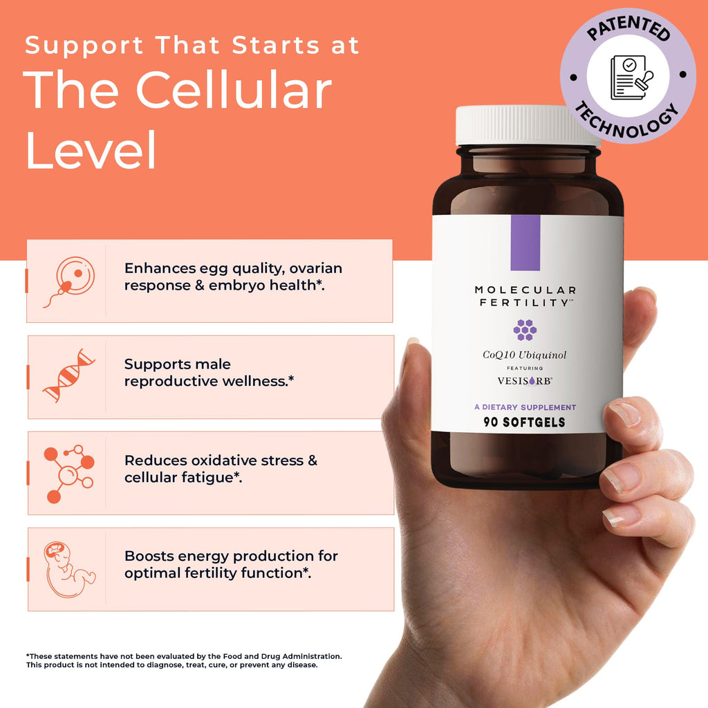 Molecular Fertility CoQ10 Ubiquinol with VESIsorb - Coenzyme Q10 Kaneka QH Ubiquinol Form 100mg Supplement for Women & Men - High Absorption, Reproductive Wellness & Fertility Support - 90 Softgels