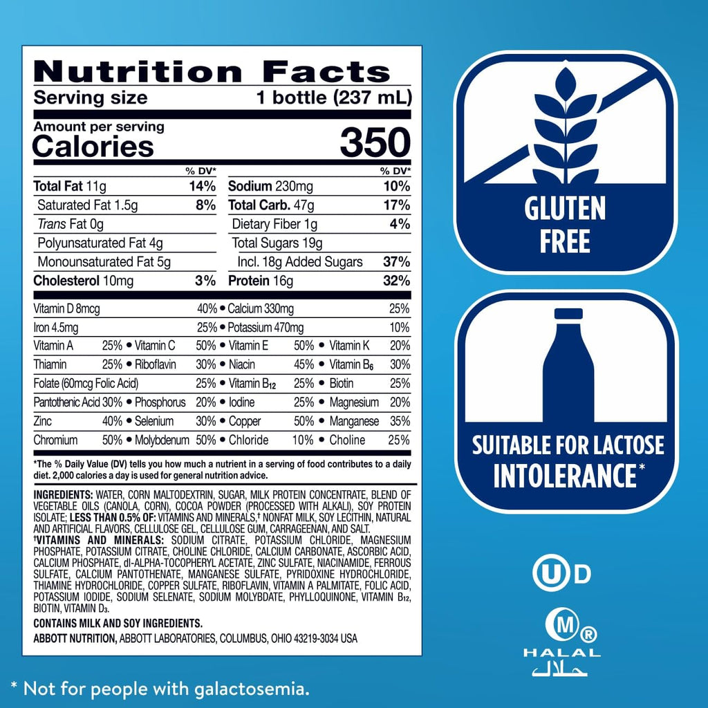Ensure Plus Dark Chocolate Nutrition Shake | Meal Replacement Shake | Ready to Drink | 16g Protein and 27 Vitamins and Minerals | 8 fl oz - 24 Pack