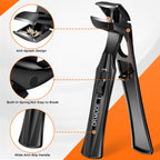 Toenail Clippers for Thick Toenails for Seniors, Angled Head Long Handled Toe Nail Clippers for Men with Wide Jaw Opening, Heavy Duty Large Finger Nail Clippers Adult Cutter with Catcher, Black