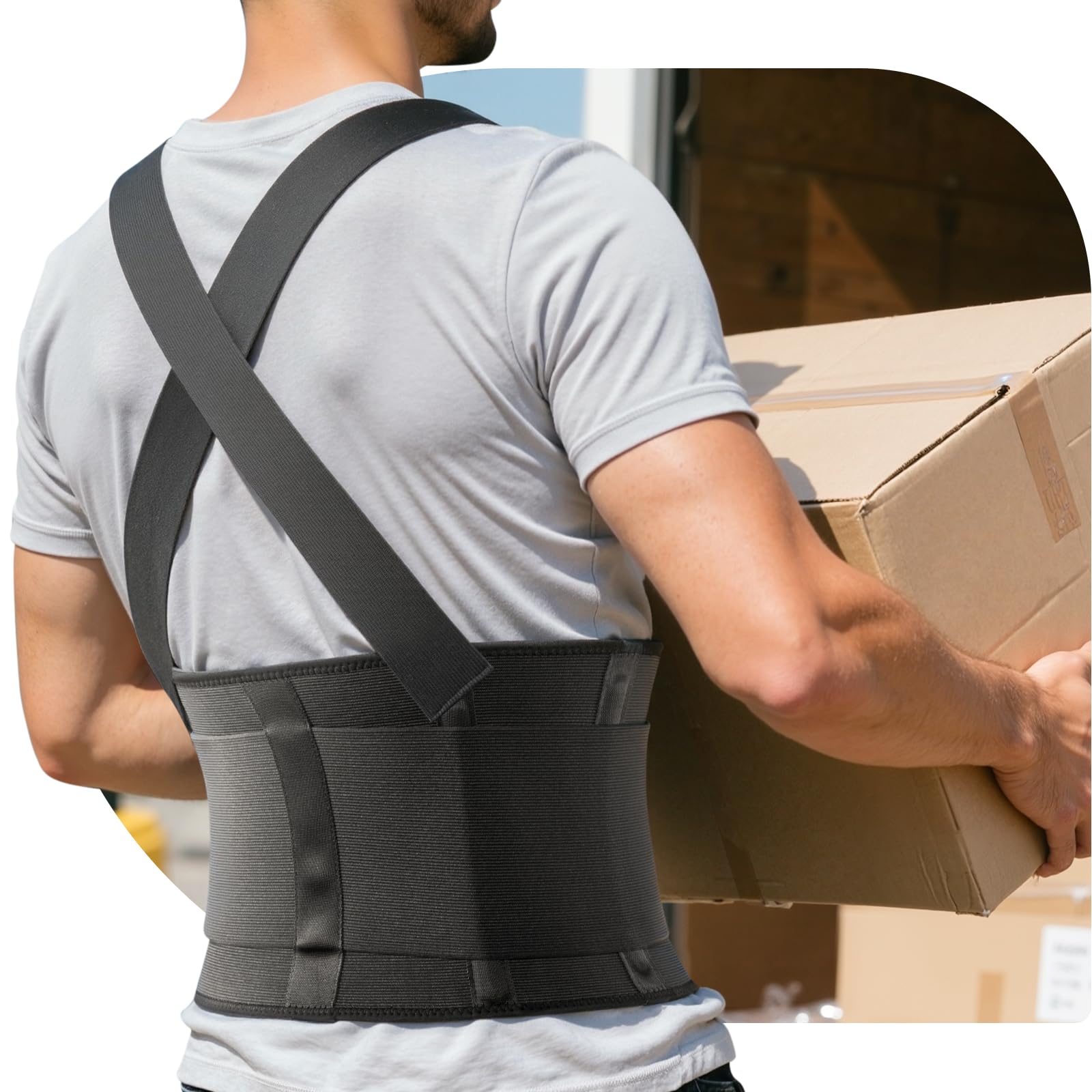SOLOEVER Work Back Brace for Men & Women, Adjustable Lower Back Support Belt for Sciatica, Herniated Disc, Pain Relief, Moving Warehouse Heavy Lifting Safety & Protection (Black, XX-Large)