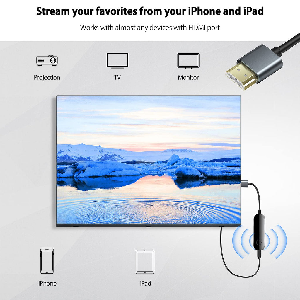 lulaven iShare iOS Wireless HDMI Display Adapter (iOS only), Tiktok Viral Picks, Streaming Device for iPhone iPad, HD Video Sync, Streaming Mirroring YouTube Tiktok to TV, Not Support Netflix