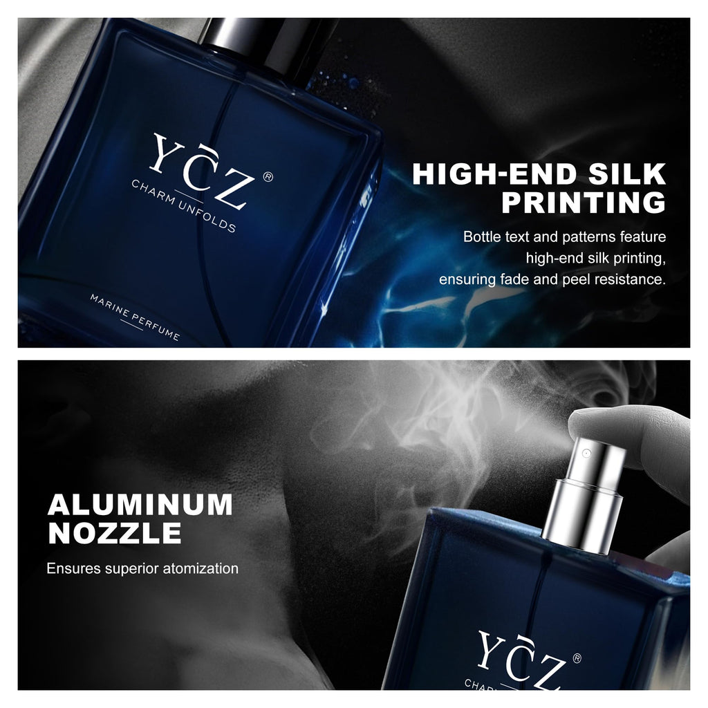 Ycz Charm Unfolds Marine Perfume for Men, 1.7 oz. Long Lasting Eau De Parfum Cologne For Men, Oriental Woody Fragrance - Ideal Special Occasions, Making it the Ideal gentlemen���s Gift