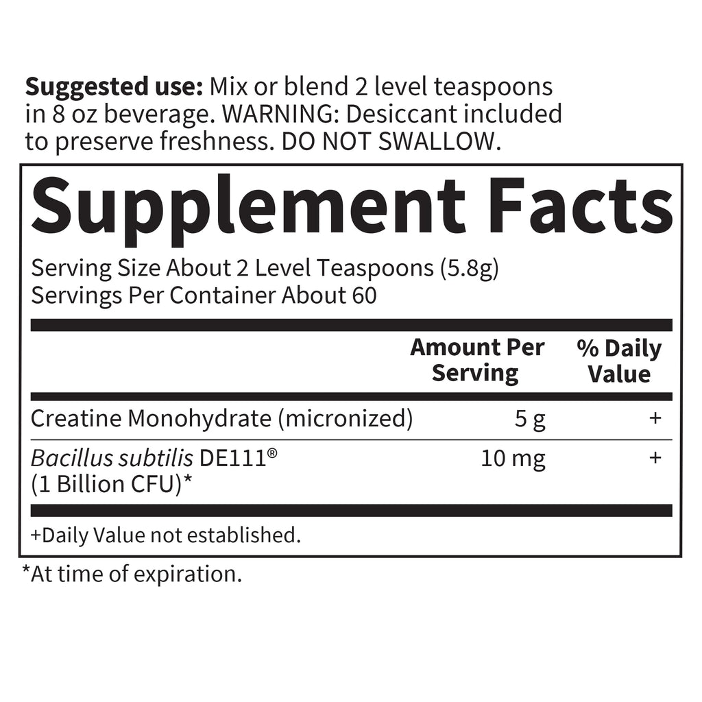 Creatine Monohydrate Powder for Women and Men by Garden of Life, Micronized Pre Workout with Probiotics for Muscle, Strength, Performance, Sport Amino Energy, About 60 Easy to Mix Unflavored Servings