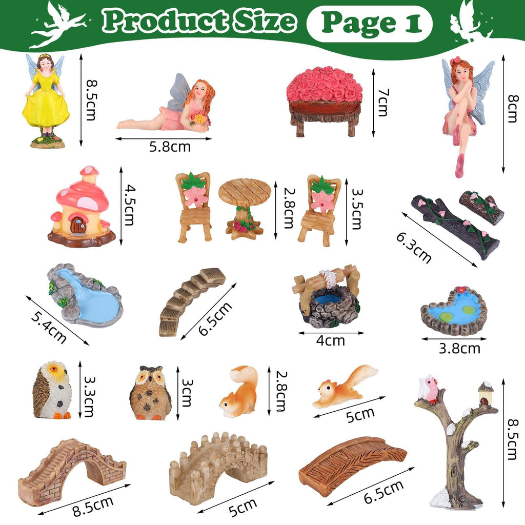 HIYZI 109 Pcs Fairy Garden Accessories Miniature Fairy Figurines Kit