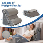 Ahpmeoa 6PCS Wedge Pillow Set for After Surgery, Back Pillow for Bed Sitting Up, Orthopedic Bed Wedge for Body, Leg Pain Relief, Memory Foam Pillow for Post Surgery, Sleeping, Acid Reflux, Gerd, Grey