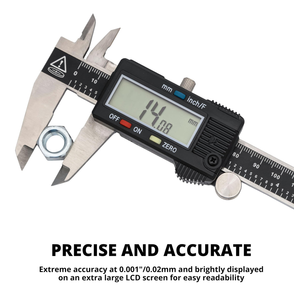 NEIKO 01407A Electronic Digital Caliper Measuring Tool, 0-6 Inches Stainless Steel Construction with Large LCD Screen Quick Change Button for Inch Fraction Millimeter Conversions, Digital Caliper