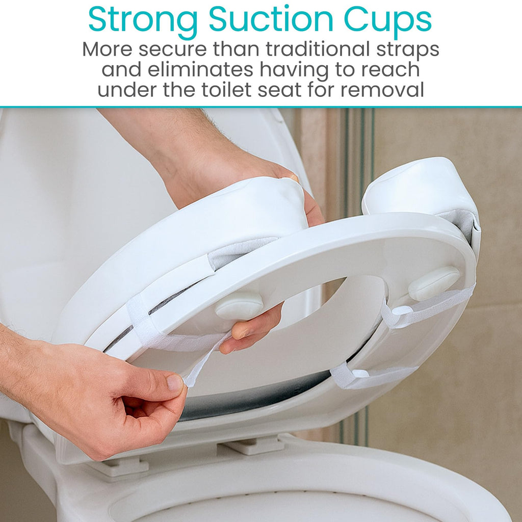 Vive Toilet Seat Cushion (Soft Cushioned Foam) - Easy Clean Soft Padded Bathroom Attachment - Elongated, Standard Seats - Comfort & Support Donut for Handicap Adults