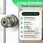 Smart Door Knob Fingerprint Door Lock 4-in-1 Keyless Entry (Fingerprint/App/Code/Key) with Auto-Lock Easy Install for Home/Bedroom/Office-Silver