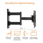 Amazon Basics Full Motion Articulating TV Wall Mount, with Swivel and Tilt, for 26" to 55" TVs and Flat Panels up to 80 Lbs, VESA Compatible, Single Stud, Black