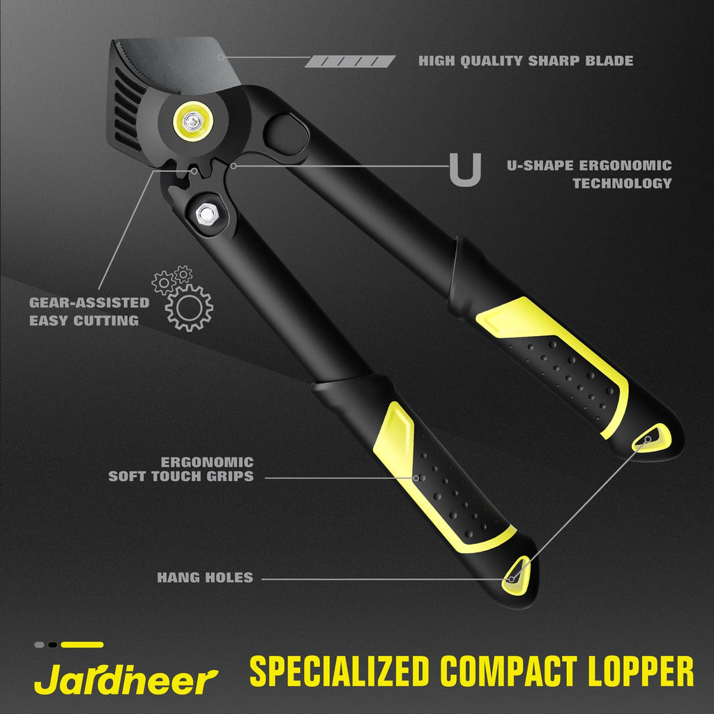 Jardineer 16.5" Garden Loppers, Effortless Pruning Shears with Gear Assist and Pull-Tested Reinforced Handles, Lightweight Hand Lopper for Yard, Shrub & Small Tree Trimming, Cuts up to 1.2" Branches