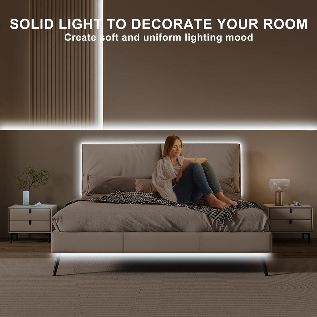 Olaholii 32.8ft COB Led Strip Light with Remote, 6500K Ra93+ Dimmable Bright Daylight White Led COB Strip Light, White Continuous Led Strip Light for Mirror, Stair, Cabinet, Room