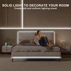 Olaholii 32.8ft COB Led Strip Light with Remote, 6500K Ra93+ Dimmable Bright Daylight White Led COB Strip Light, White Continuous Led Strip Light for Mirror, Stair, Cabinet, Room