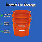 MKS Plastics 3.5-Gallon Bucket with Airtight Lid – Made in USA, Food Grade BPA Free Plastic, Heavy Duty Multi-Use, Metal Handle with Grip, Stackable Storage – Orange, 1 Pack