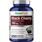 NusaPure Black Cherry Extract 150mg 250 Veg Capsules Max Potency, Non-GMO, Bioperine