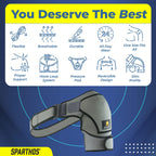 Sparthos Shoulder Brace - Support Sleeve for Torn Rotator Cuff, AC Joint Pain Relief - Arm Immobilizer Strap Wrap - Fits Bicep 14-30 in, Left or Right, Men & Women - Measure Before Purchase - XXL
