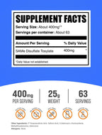 BulkSupplements.com Same Powder - S-Adenosyl-L-Methionine, SAM-e Supplement - for Joint Health, Gluten Free - SAM-e 400mg per Serving, 10g (0.35 oz) (Pack of 1)