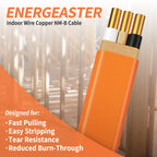 Energeaster 10/2 NM-B Wire,with Ground Indoor Electrical Copper Wire，10 Gauge Wire 2 Conductor Non-Metallic Sheathed Copper Cable(25FT Orange)
