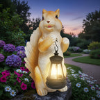 Solar Garden Statues Squirrel Decor - Resin Outdoor/Indoor Squirrel Sculpture Garden with Lights Statue Decoration for Patio Home Yard Lawn, Unique Garden Figurine with Lights Gift for Mom Grandma