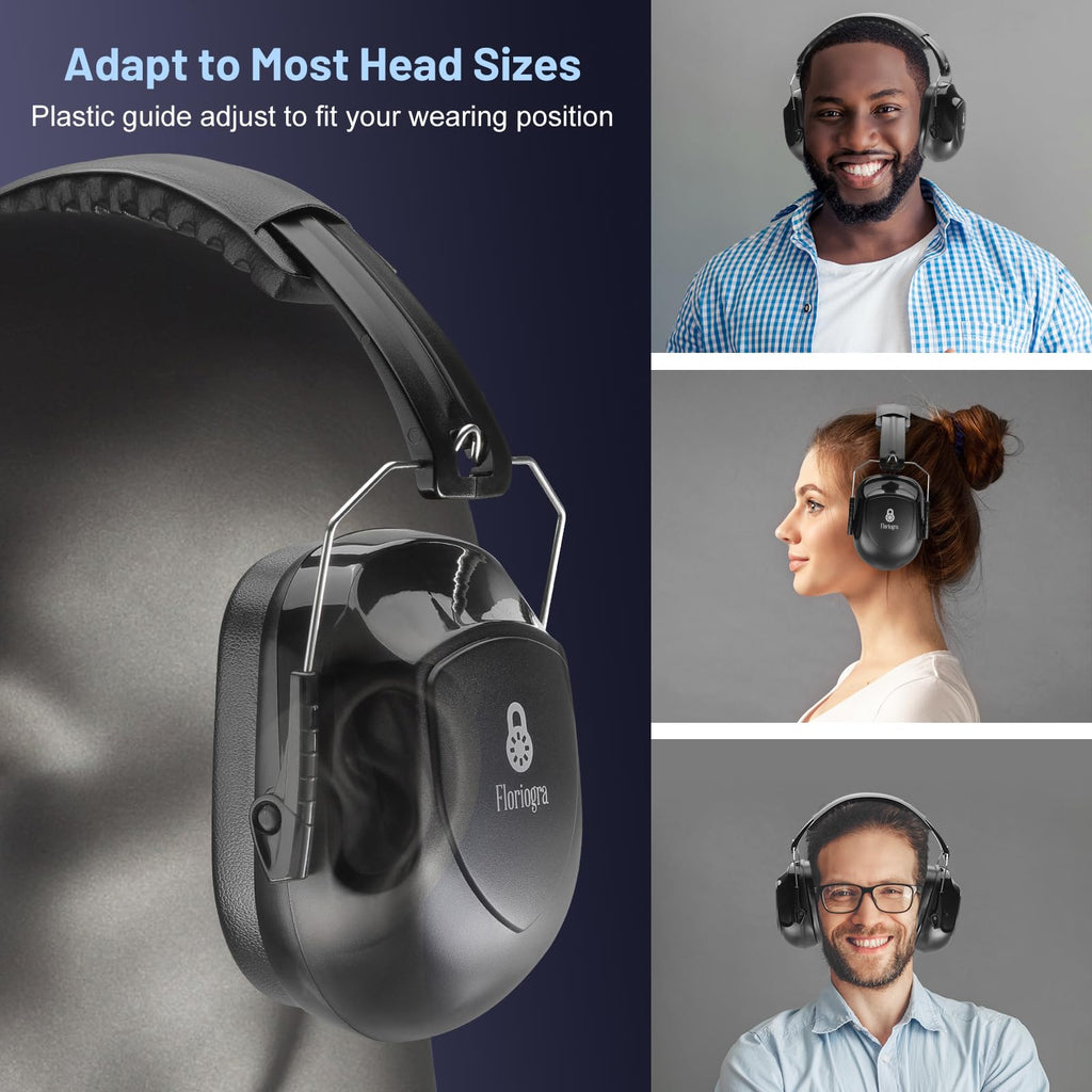 Floriogra 2 Pack 34dB Noise Canceling Headphones For Shooting, Hearing Protection Earmuffs, Ear Protection Headphones, Thickened Headband Ear Muff For Noise Reduction for Shooting, Construction,Mowing