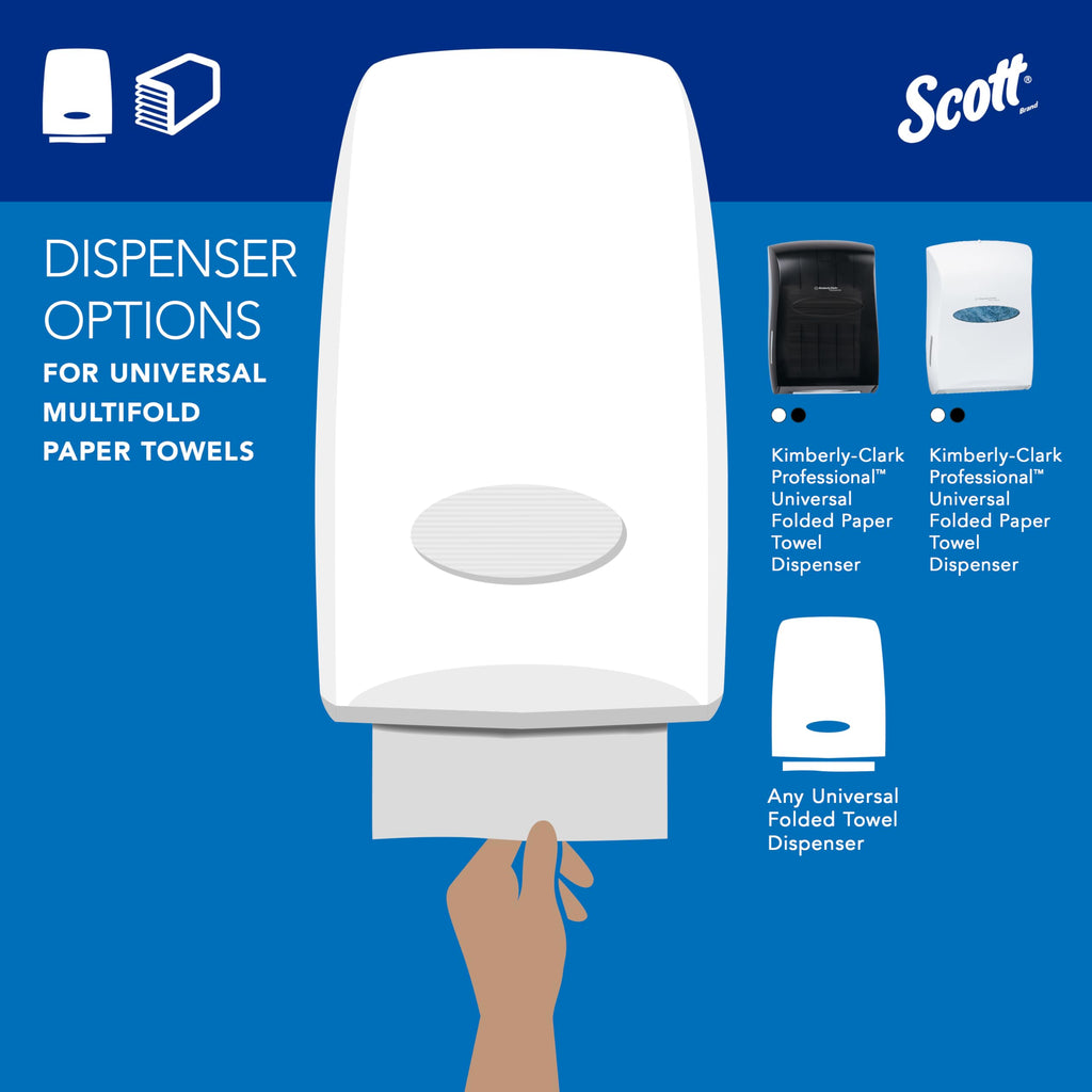 Scott® Professional Universal Multifold Paper Towels, Bulk (01840), Absorbency Pockets, 9.2" x 9.4" sheets, Standard Tier, Compressed, White (250 Sheets/Pack, 16 Packs/Case, 4,000 Sheets/Case)