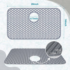 Bestjing Silicone Sink Protectors for Kitchen Sink with Rear Drain - 26"x 14" Kitchen Protector Accessory, Non-Slip Heat Resistant Grid Mat for Bottom of Farmhous Peorcelain Stainless Steel(Rear Hole)