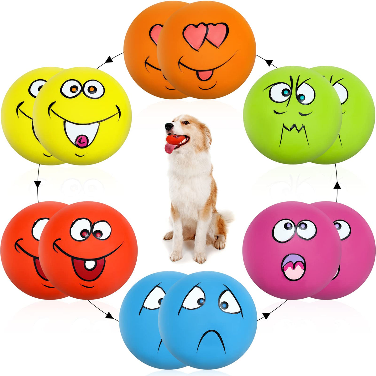 Hungdao 12 Pcs Squeaky Dog Toys, Small Dog Ball Bulk, Rubber Latex, Lively