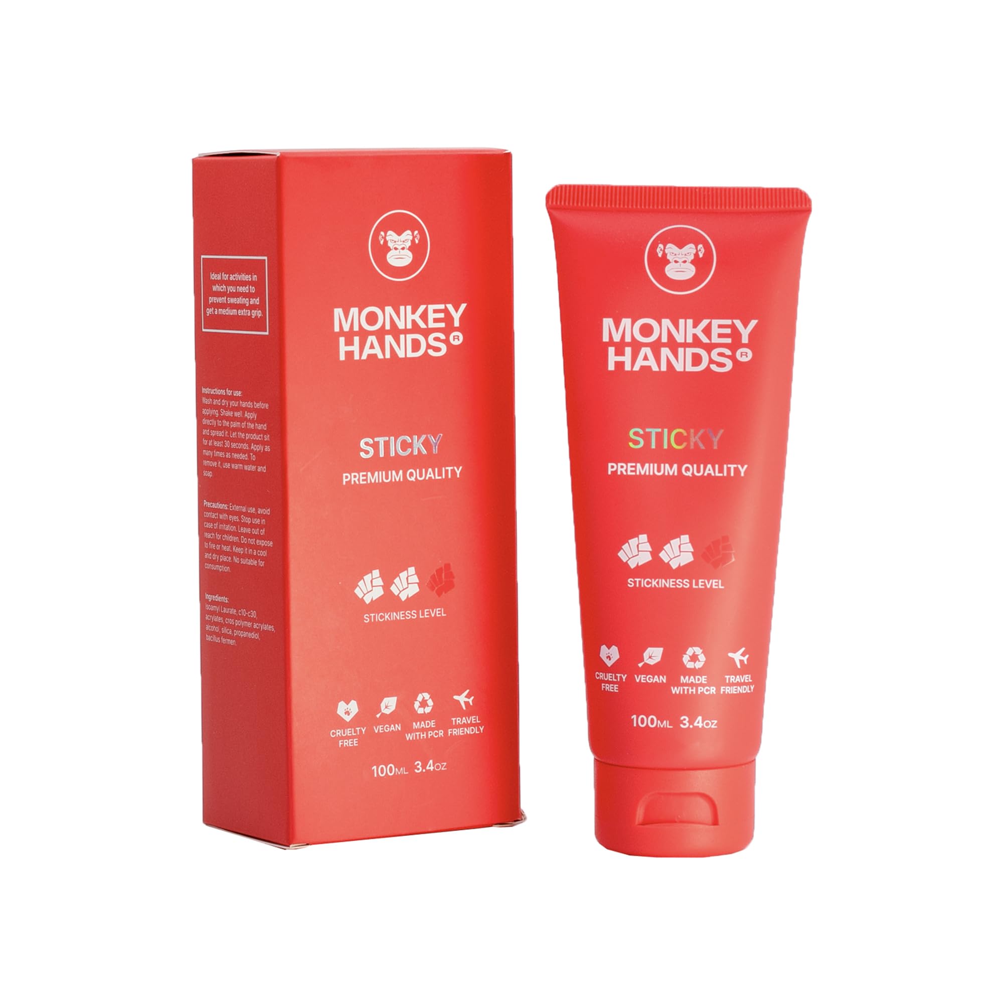 MONKEY HANDS MonkeyHands Gel Grip Pole Dance, Calisthenics, Rings, Parkour, Gymnastics, Padel, Tennis and More - High Performance - Skin Friendly, Vegan (Sticky, 100ml)