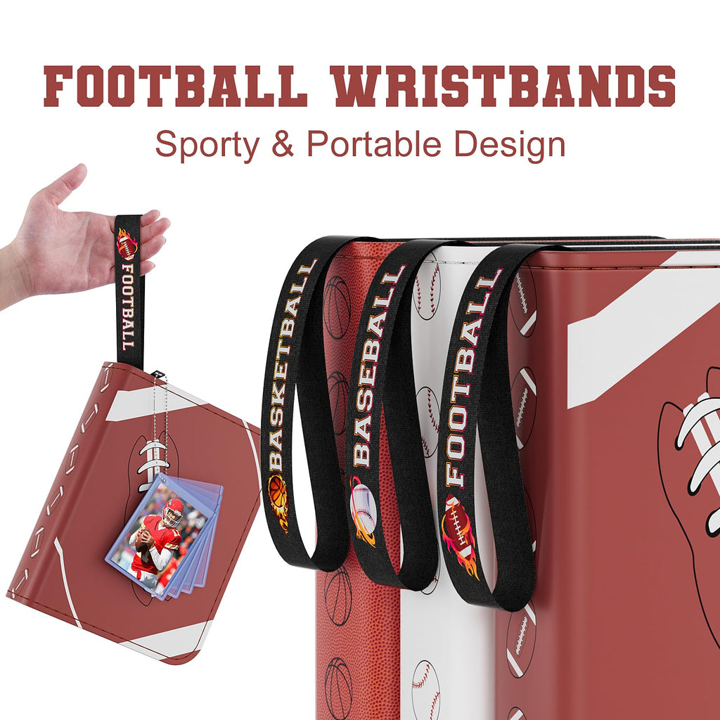 Mlikero 720 Pockets Football Card Binder, Sports Card Binder with Card Display Design, Premium Card Ablums with Sports Pattern Wristband Fit for Football Cards 2025