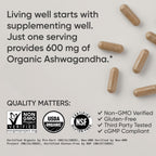 Sports Research® Ashwagandha w/Organic KSM-66® – 600 mg – Adaptogen for Relaxation, Calm & Sleep Support – USDA Organic · Non-GMO ­· Vegan Certified – 90 Veggie Capsules